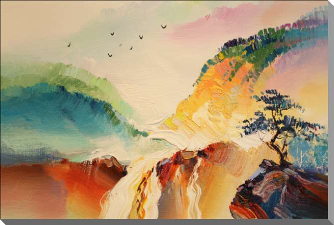 Картины на пластике, пеноркартоне Абстракция горный водопад