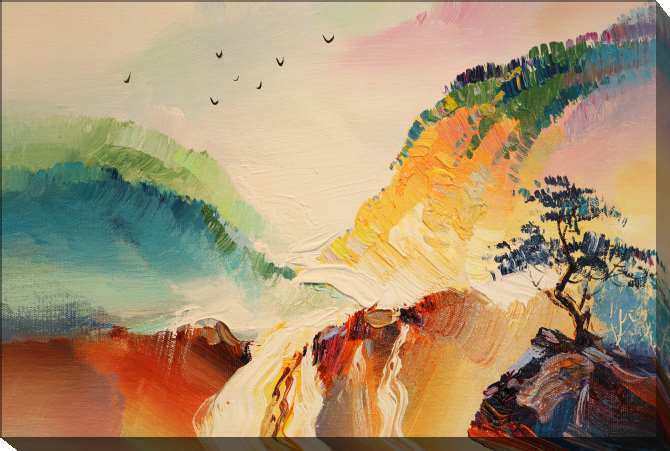 Картины на холсте Abstraction of a mountain waterfall