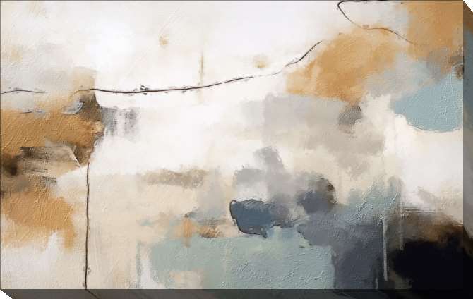 Картины на холсте Abstraction is a dark line on a background of beige and blue shades