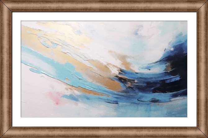 Репродукции картин Абстракция волна из бежевых и синих мазков