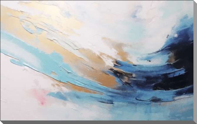 Картины на пластике, пеноркартоне Абстракция волна из бежевых и синих мазков