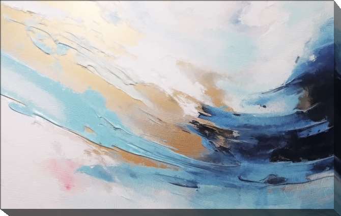 Картины на холсте Abstraction wave of beige and blue brushstrokes