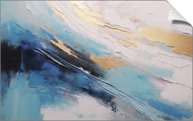 Картины на холсте Абстракция крупные золотистые и синие мазки