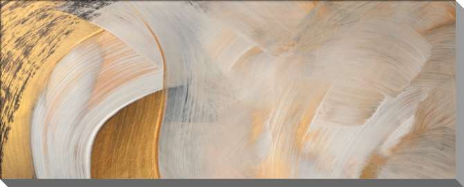 Картины на пластике, пеноркартоне Абстракция в бело-золотистых тонах