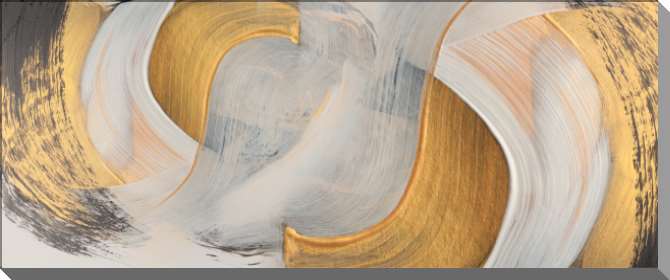 Картины на пластике, пеноркартоне Абстрактная композиция из белых и золотистых широких линий