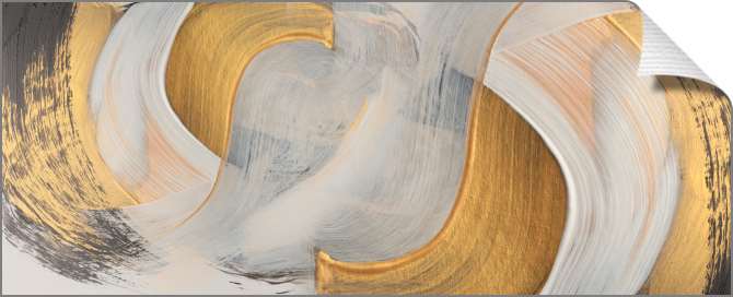 Картины на холсте Абстрактная композиция из белых и золотистых широких линий