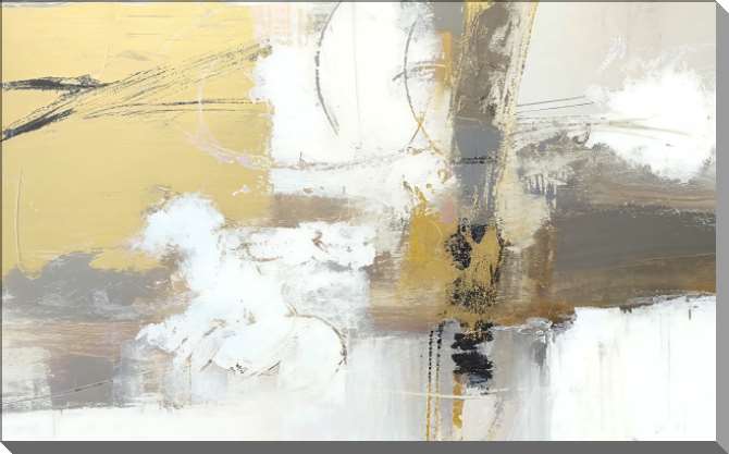 Картины на пластике, пеноркартоне Гранж абстракция в серых и желтых тонах