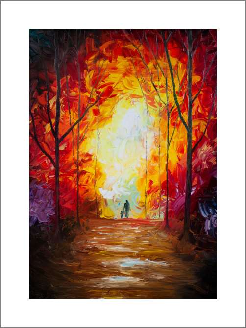 Картины, фото с паспарту Two people in a colorful forest