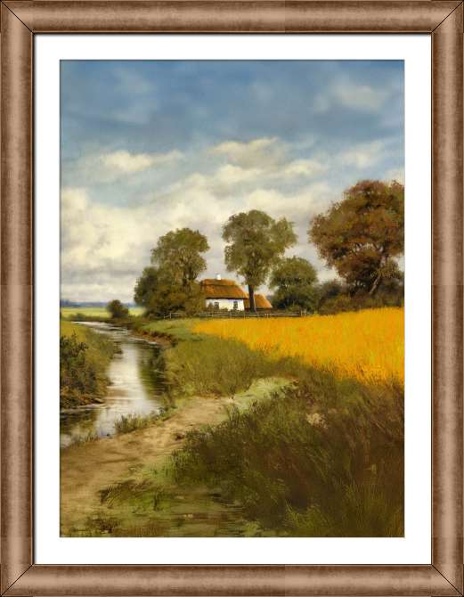 Картины в рамке, багете Хутор у реки