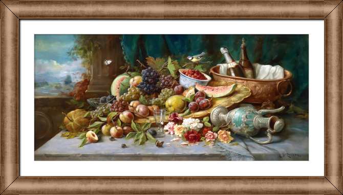 Картины в рамке, багете Большой натюрморт с фруктами