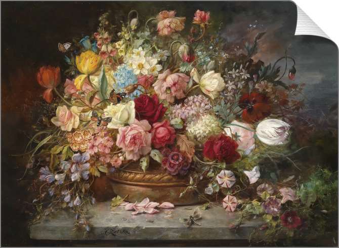 Картины на фотобумаге Букет цветов в медной вазе