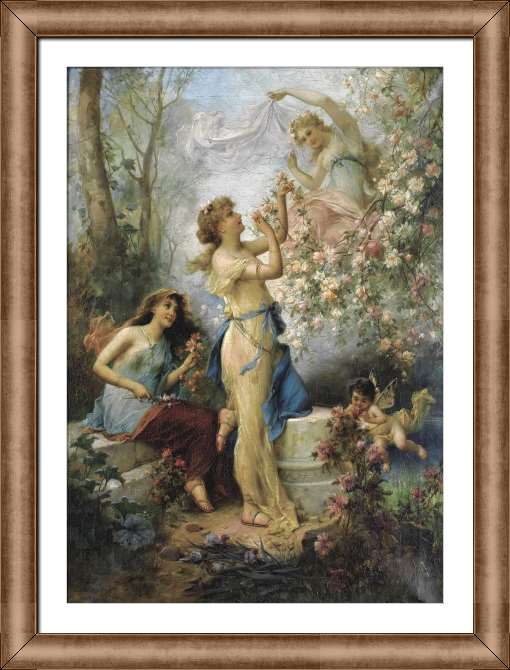 Картины в рамке, багете Венера с путто и спутницами
