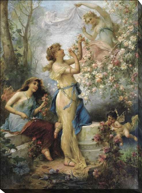 Картины на подрамнике Венера с путто и спутницами