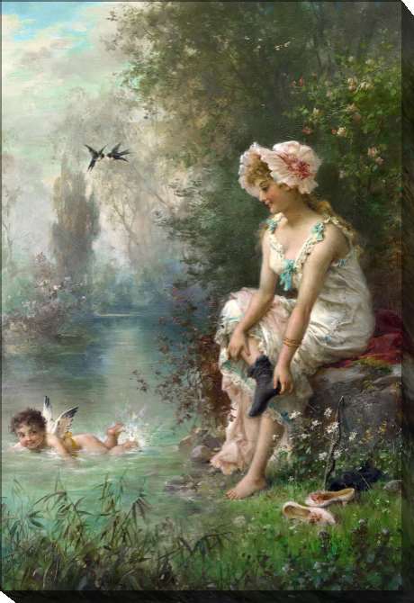 Картины на подрамнике Влюбленная на берегу реки