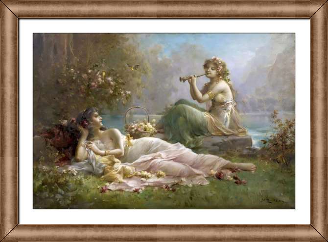 Картины в рамке, багете Две нимфы у воды