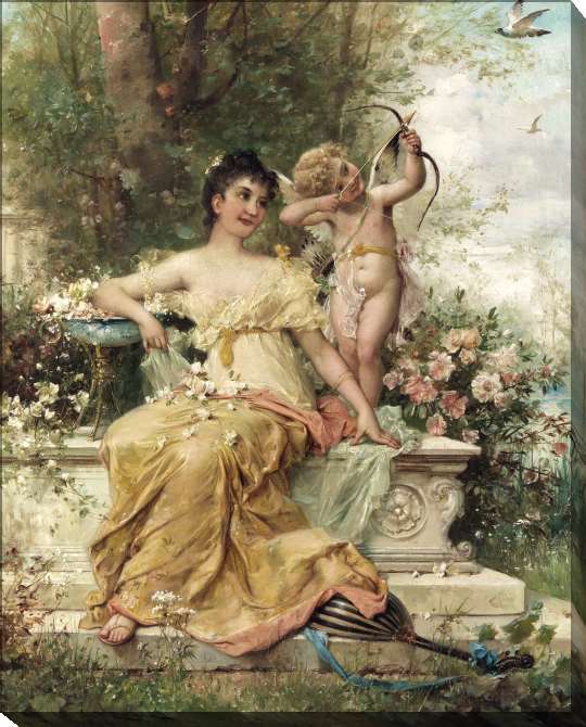 Картины на подрамнике Девушка и Амур в парке