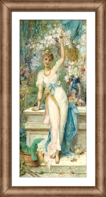 Картины в рамке, багете Красавица в цветущем саду