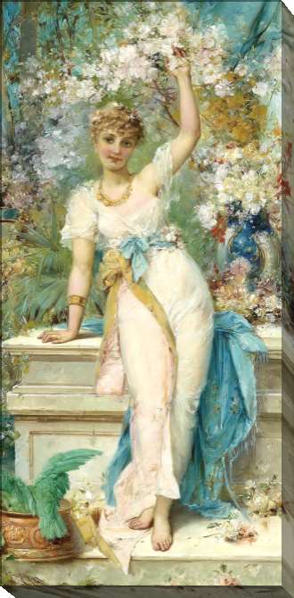 Картины на подрамнике Красавица в цветущем саду