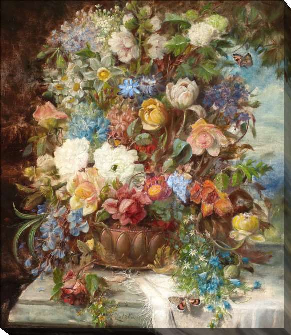 Картины на подрамнике Летние цветы на подоконнике