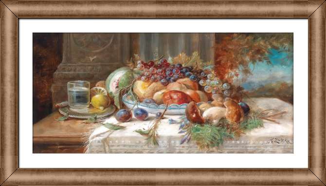 Картины в рамке, багете Натюрморт с фруктами и грибами