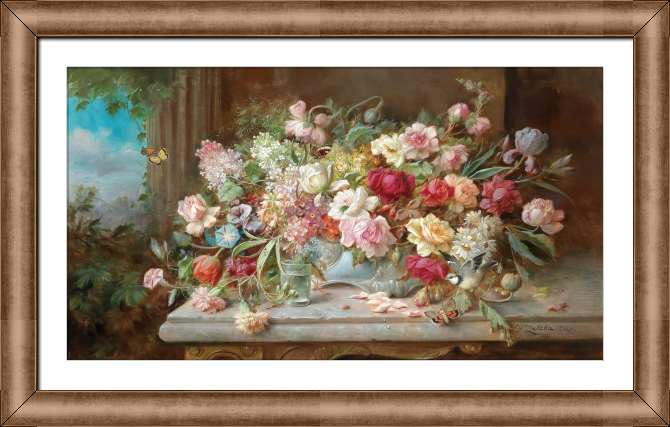 Картины в рамке, багете Натюрморт с цветами