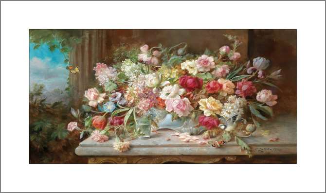 Картины, фото с паспарту Натюрморт с цветами