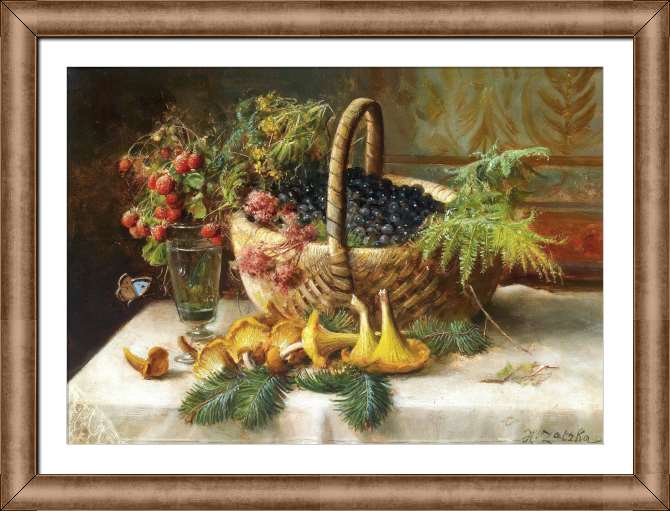 Картины в рамке, багете Натюрморт с ягодами и грибами