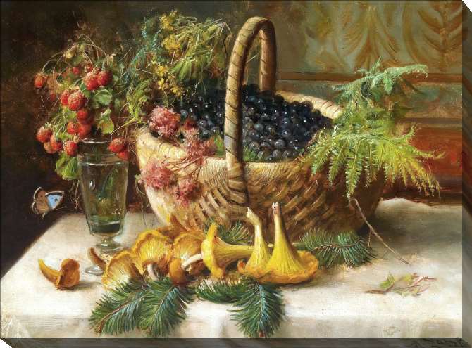 Картины на подрамнике Натюрморт с ягодами и грибами