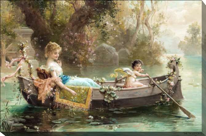 Картины на подрамнике Речная прогулка с Купидоном