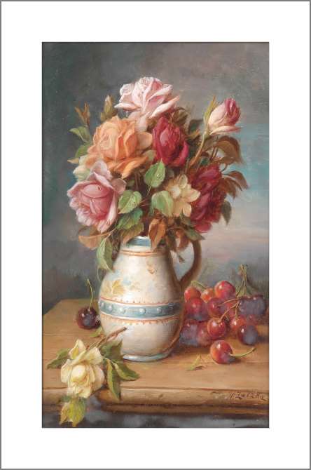 Картины, фото с паспарту Розы и вишни