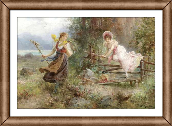 Картины в рамке, багете Сборщица ягод