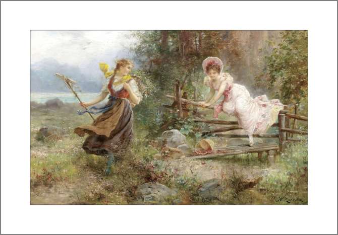 Картины, фото с паспарту Сборщица ягод