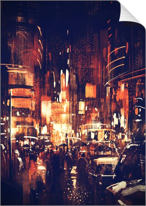 Купить и печать на заказ Картины на холсте Ночная улица