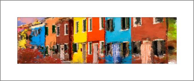 Купить и печать на заказ Картины, фото с паспарту Разноцветные дома