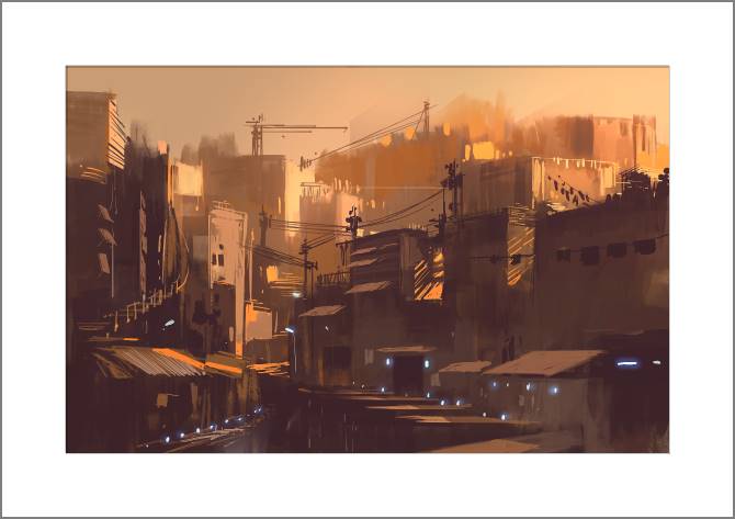 Купить и печать на заказ Картины, фото с паспарту Город сепия