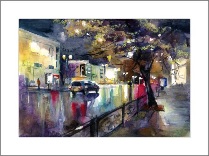 Купить и печать на заказ Картины, фото с паспарту Ночная дорога