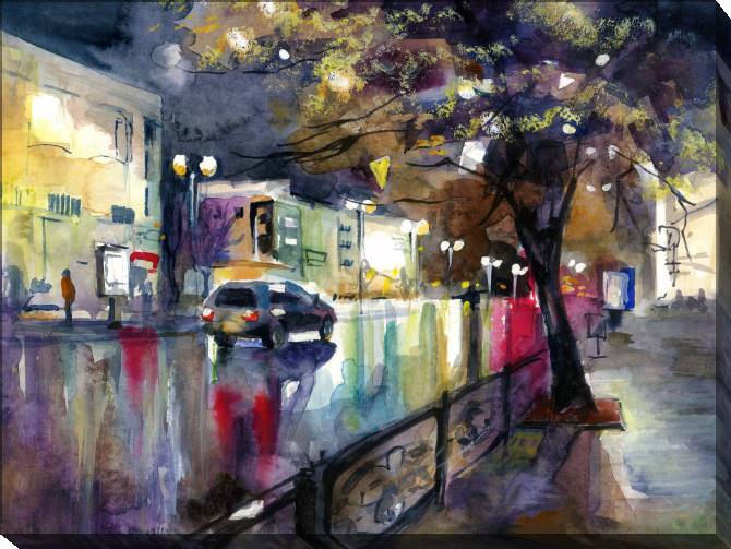 Paintings on canvas Night road