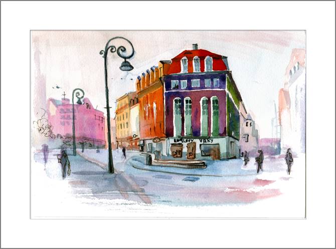 Купить и печать на заказ Картины, фото с паспарту Чешский городок