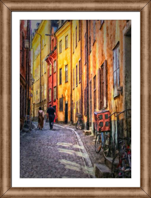 Картины в рамке, багете Old picturesque street