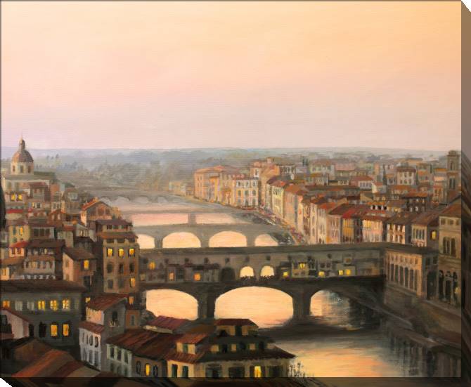 Paintings on canvas Sunset on the Arno river in Florence