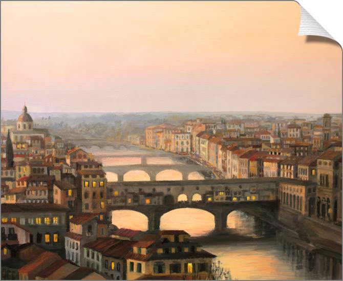 Картины на холсте Sunset on the Arno river in Florence