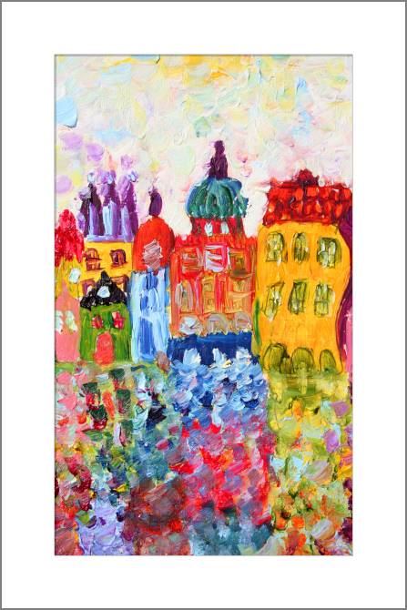 Купить и печать на заказ Картины, фото с паспарту Весёлые домики