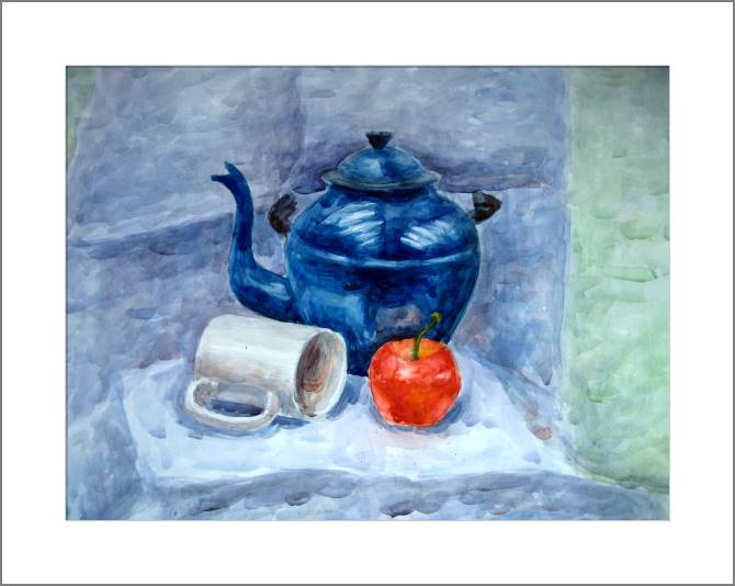 Купить и печать на заказ Картины, фото с паспарту Натюрморт с красным яблоком