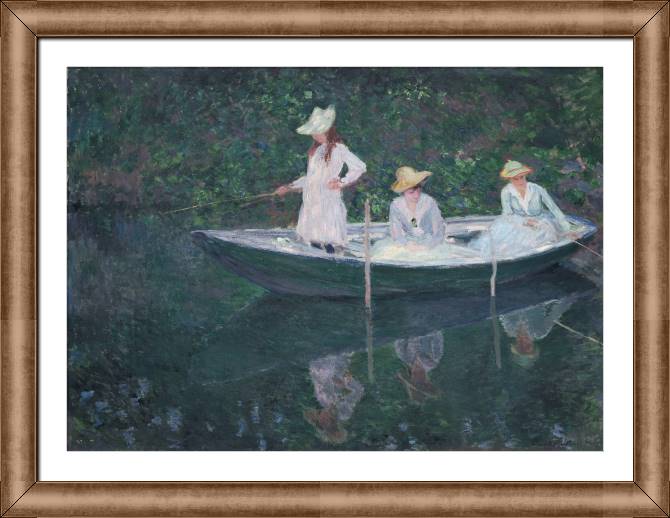Картины в рамке, багете Claude Monet In the Norwegian Boat at Giverny