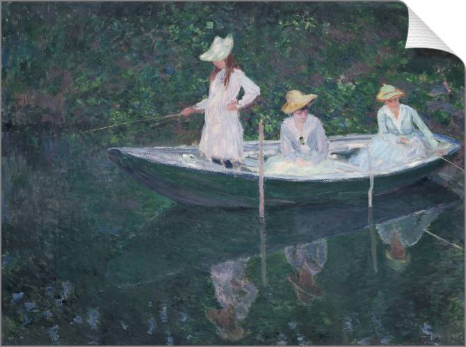 Картины на холсте Claude Monet In the Norwegian Boat at Giverny