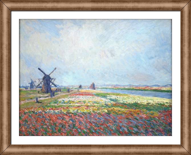 Картины в рамке, багете Claude Monet Fields of Flowers and Windmills near Leiden