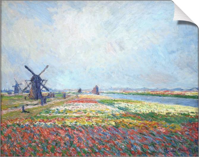 Купить и печать на заказ Картины на холсте Клод Моне Fields of Flowers and Windmills near Leiden