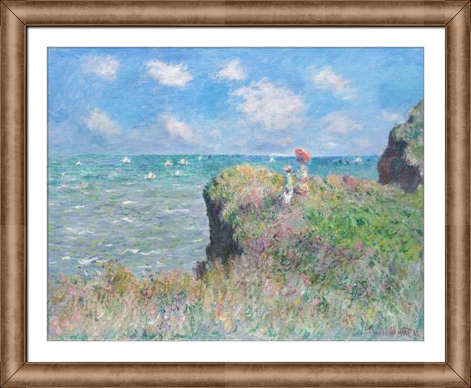 Framed and baguette paintings Claude Monet Clifftop Walk at Pourville