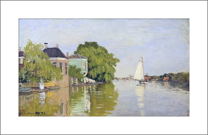 Купить и печать на заказ Картины, фото с паспарту Клод Моне Houses on the Achterzaan