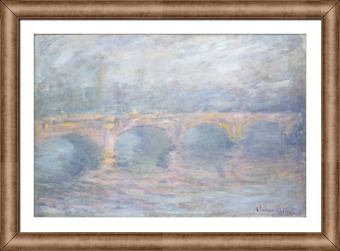 Картины в рамке, багете Claude Monet Waterloo Bridge at Sunset, Pink Effect